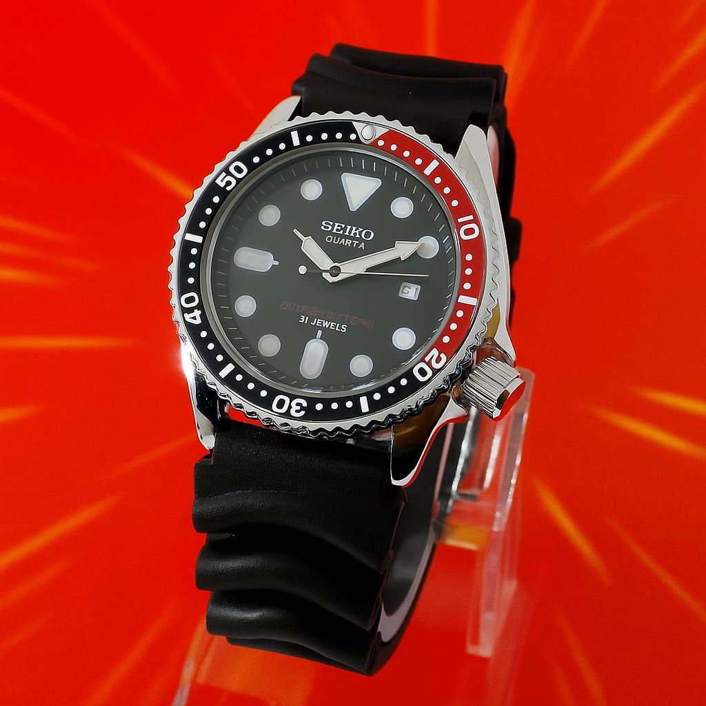 TERLARIS  JAM TANGAN PRIA SEIKO DIVER'S QUARTZ 21JEWELS RUBBER STRAP