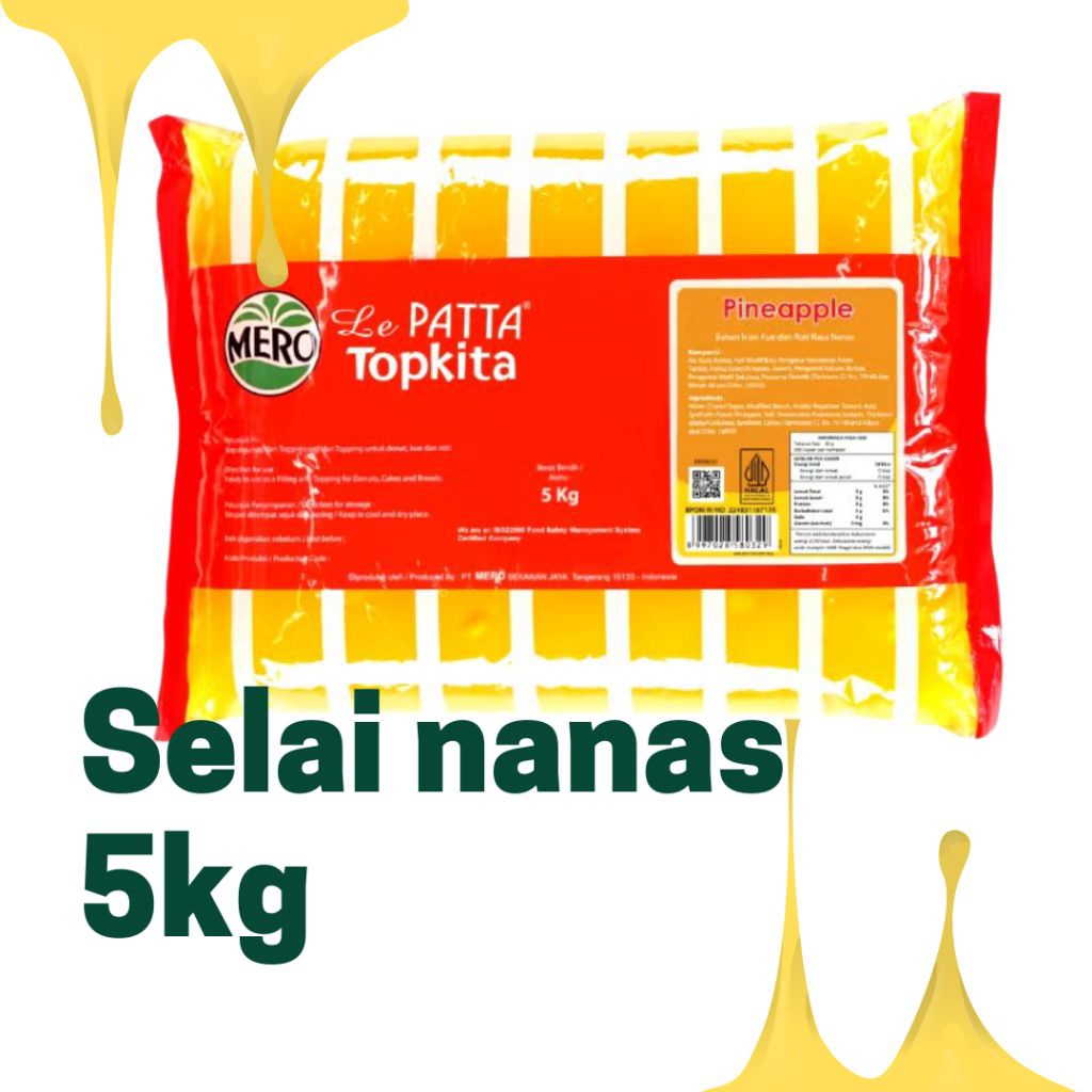 

Selai Le Patta Topkita CF All Varian Mero 5kg / Selai buah / Selai jelly / Selai roti / Selai Le patta Mero