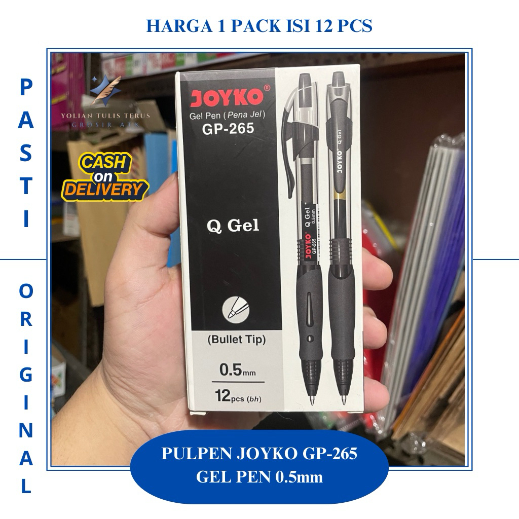 

Pulpen Joyko Q GEL HITAM GP-265 0.5mm 1Pack (12pcs)