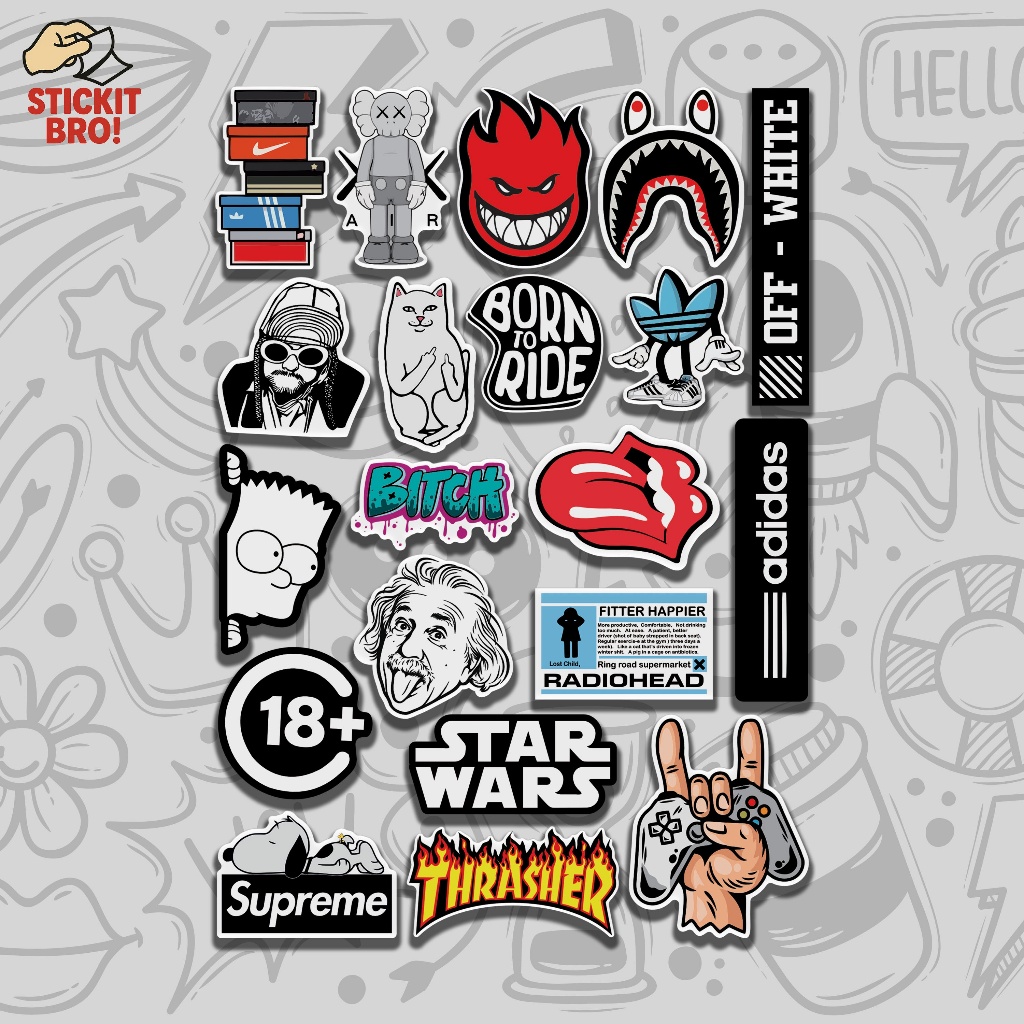 

Sticker Pack HYPE BEAST VOL 01 Aesthetic Vynil Anti Air Potongan KissCut Tumblr Helm Laptop FULL COLOUR