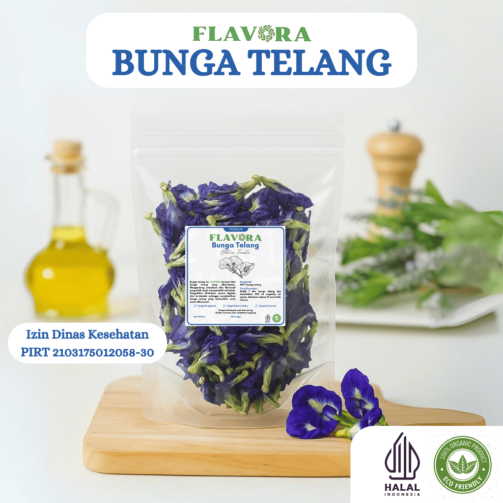 

Bunga Telang Kering 100 Gram Warna Biru (Butterfly Pea) Premium - Flavora