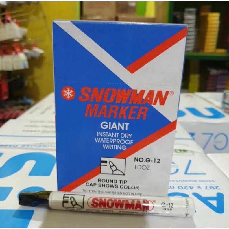 

KODE J48L Spidol Permanent MARKER SNOWMAN G12 12 PCS HITAM