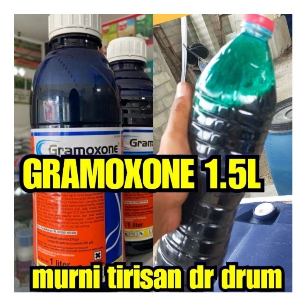 obat rumput .racun rumput gramoxone(gramaxon) kemasan 1.5liter.murni tirisan drum.