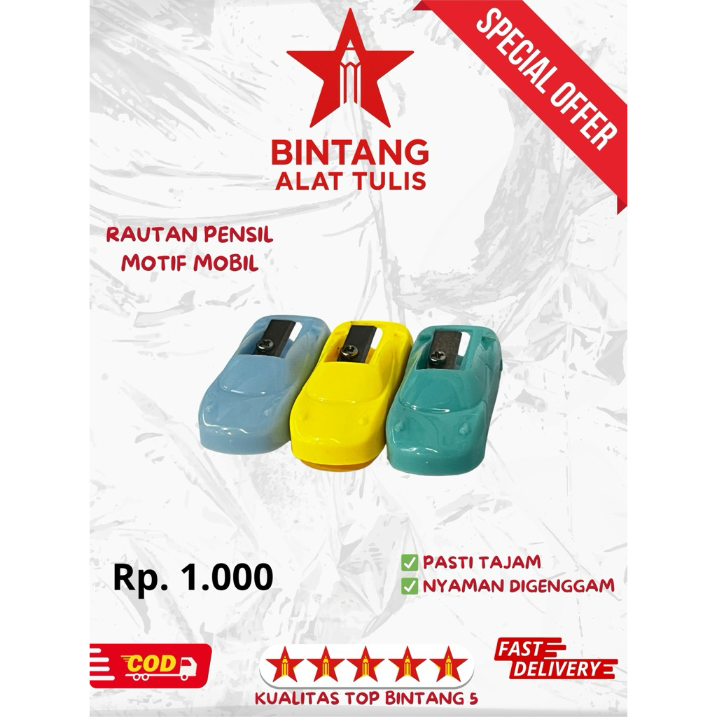 

Rautan Pensil Motif Mobil Anak | Rautan Karakter Lucu | Rautan Murah Untuk TK SD