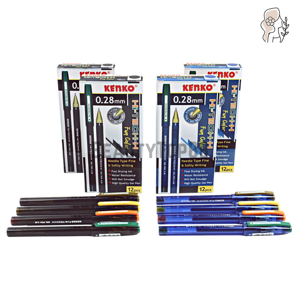 

KODE C18C Pulpen Kenko Hi Tech Fun Color 28 mm Ballpoint Pen Tinta Gel HiTechH Tutup Warna Warni Per Lusin
