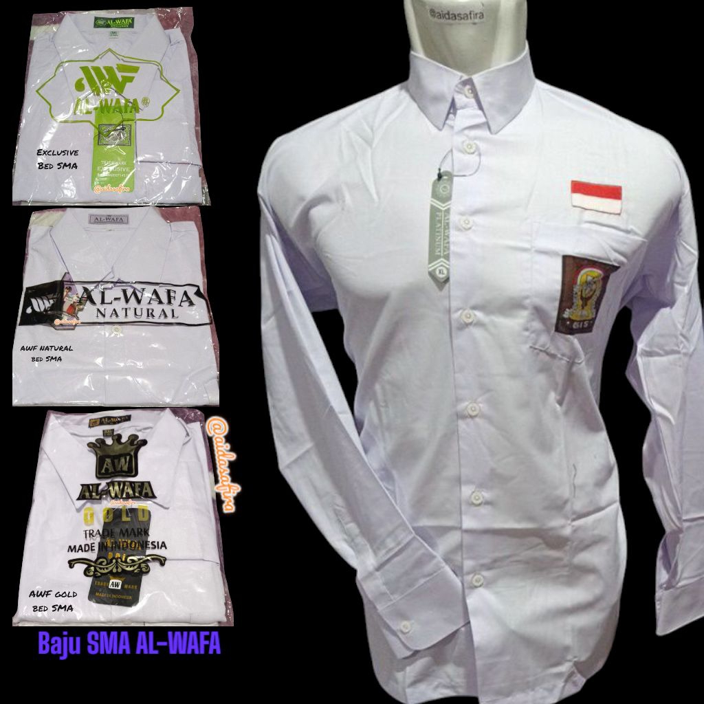 (ALWAFA SMA) BAJU PUTIH SMA AL-WAFA EXCLUSIVE TANGAN PANJANG/BAJU PUTIH SMA AL-WAFA NATURAL TANGAN P