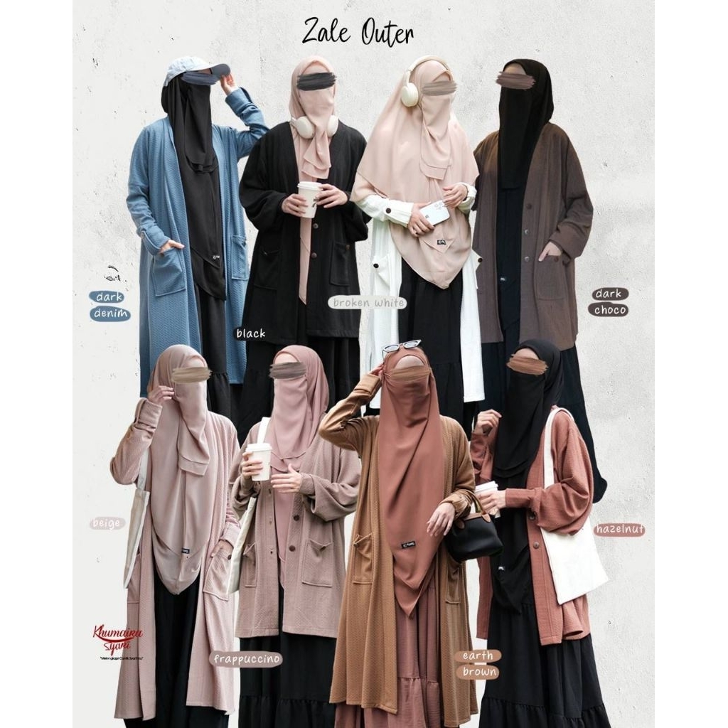 Zale Outer by Khumaira Syar'i | Outer Muslimah | Sweater dewasa | Jaket Dewasa