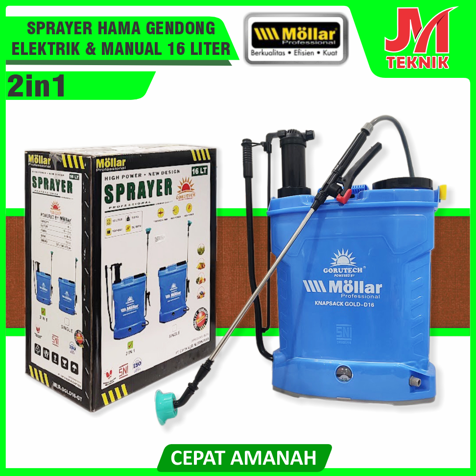 MOLLAR Sprayer Hama Elektrik 16 Liter MOLLAR Knapsack 16L 2in1 Aki Manual SNI