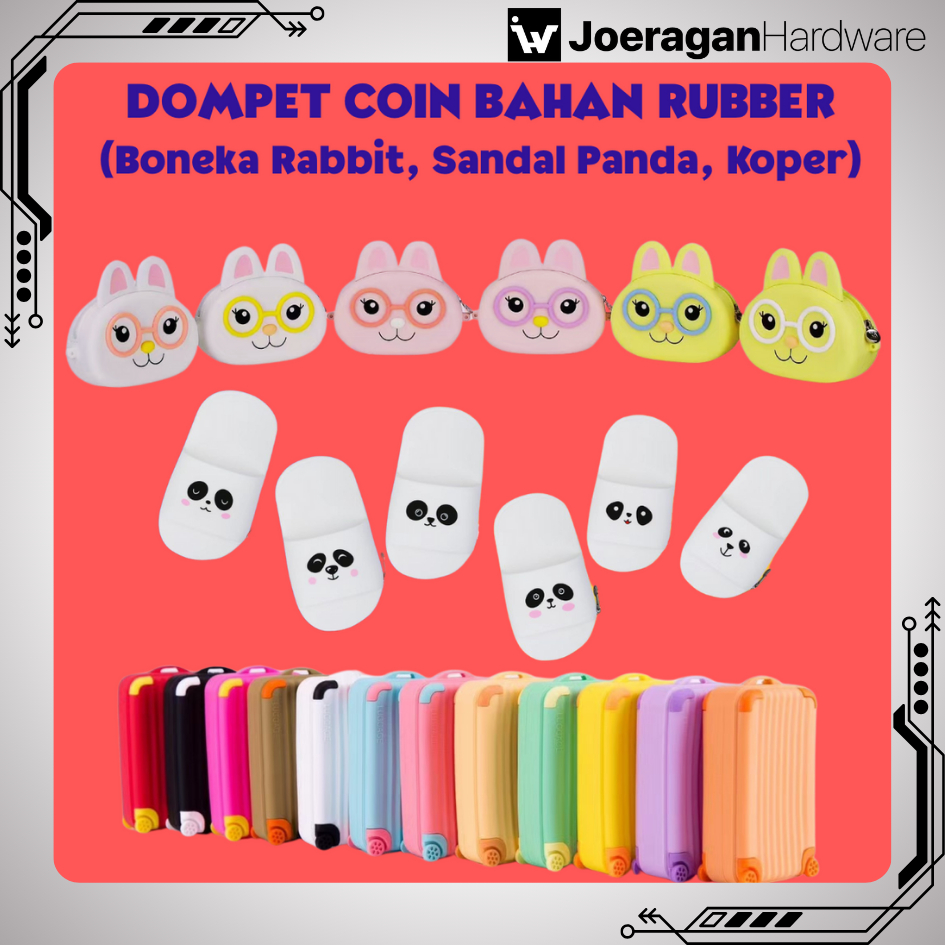 Dompet Koin Bahan Rubber Silikon Karakter Lucu Resleting Uang Receh Karet Silicon Boneka Earphone Ea
