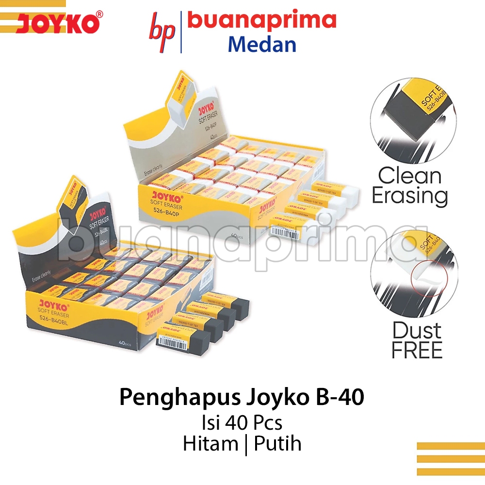 

Penghapus JOYKO B40 1 BOX isi 40 pcs Stip Pensil Eraser Pencil Putih Hitam