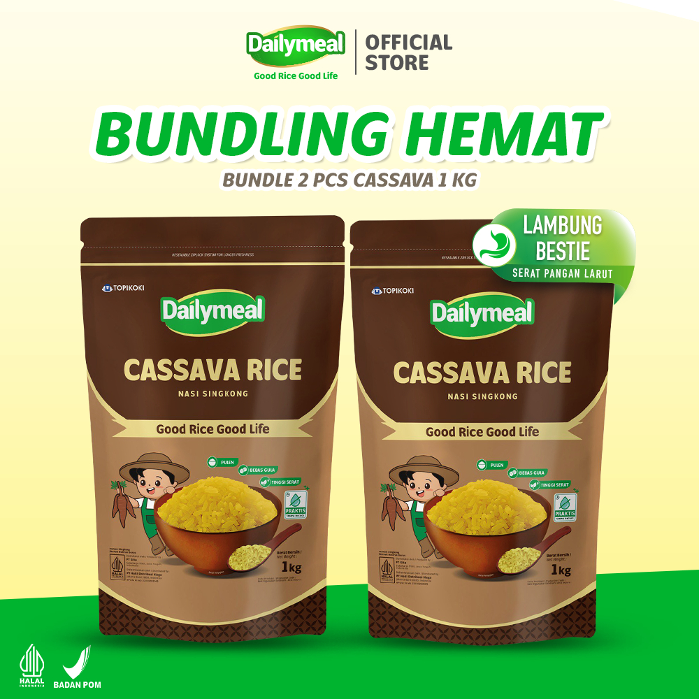 

[Bundling Hemat] Dailymeal - Cassava Rice (Nasi Singkong) 1 kg (2pcs) - Karbo Lebih Ringan untuk Lambung Nyaman