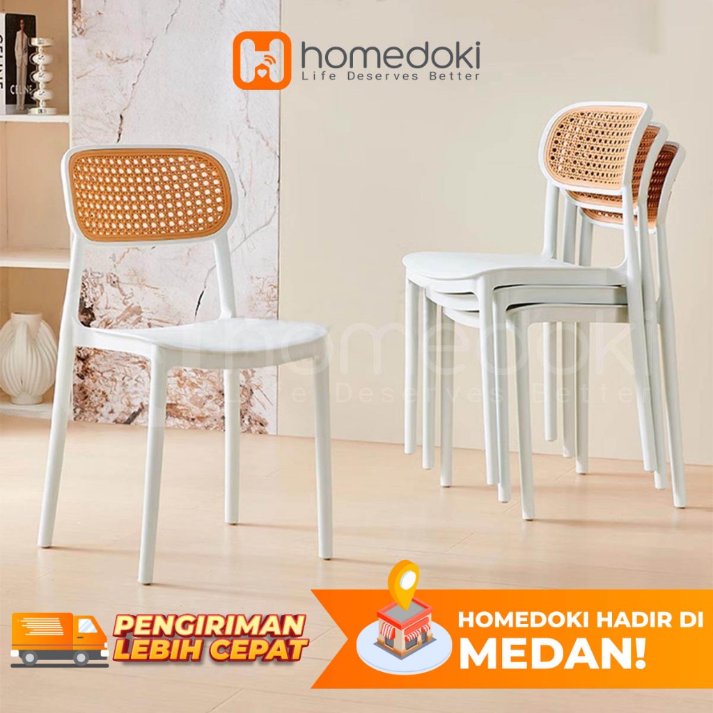Homedoki Kursi Plastik / Kursi Makan / Kursi Kopi / Kursi Teras / Kursi Kopi Outdoor / Kursi Teras M