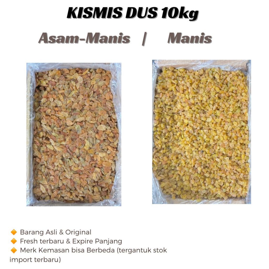 

KISMIS ASAM MANIS | MANIS DUS 10KG Mutiara Asem Zabib Buah Golden Raisins anggur kering dried fruit
