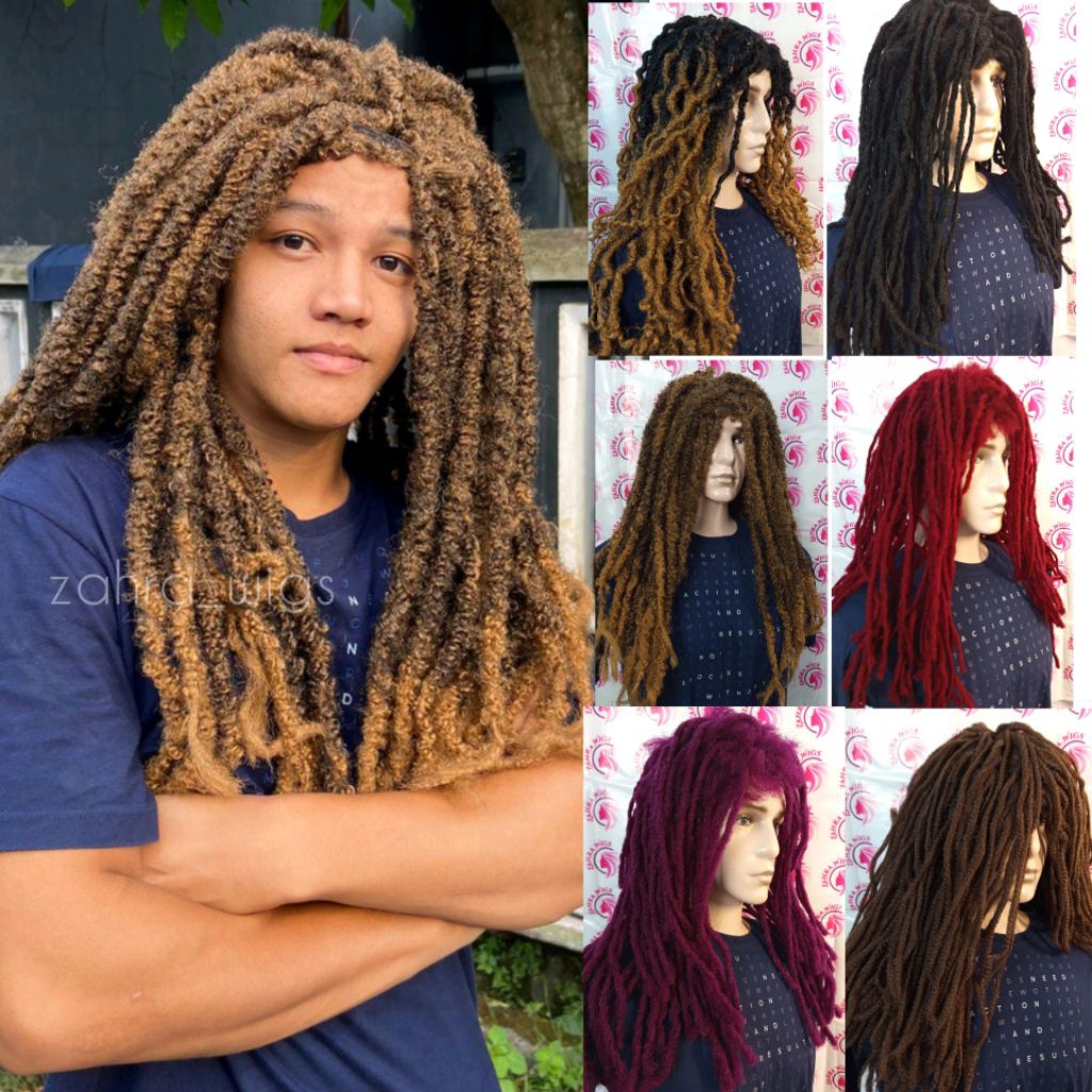 WIG PRIA RAMBUT GIMBAL PANJANG PENUH WARNA GAYA REGGEAE YOMAN KEREN