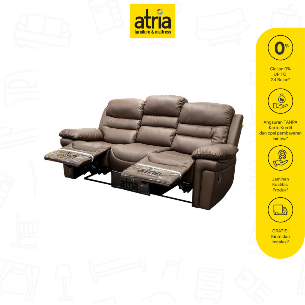 Atria Bolivia Sofa Recliner 3 Seater Half Leather  B-0309-65 Brown