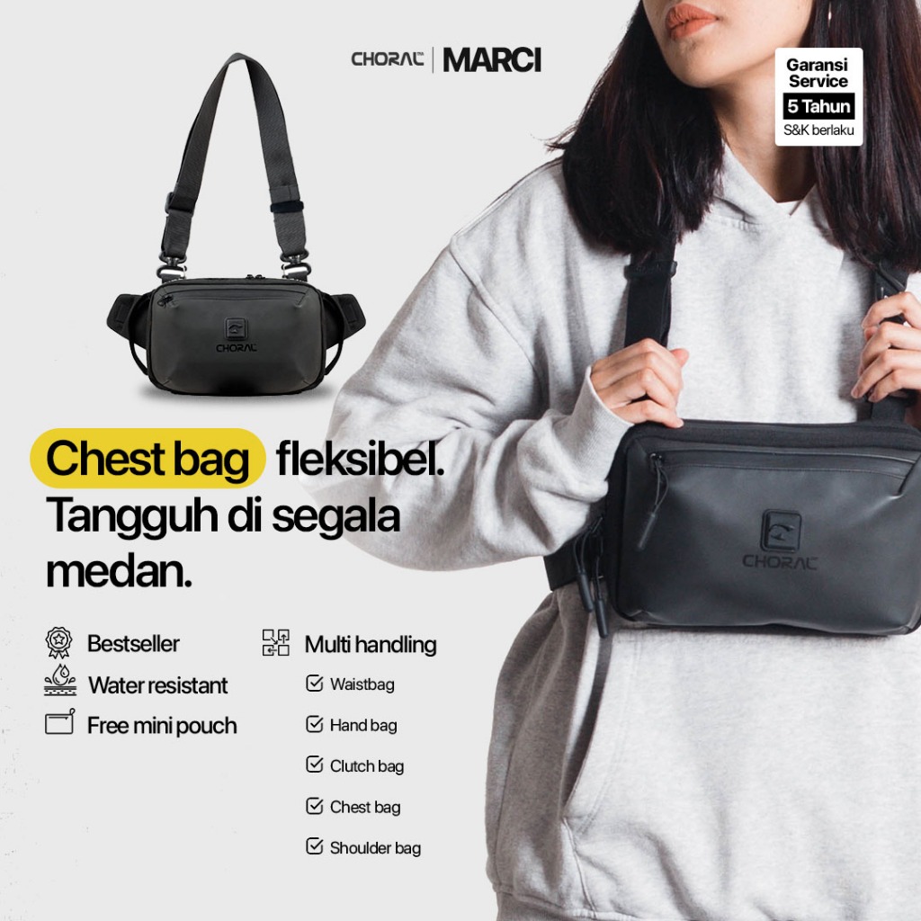 Choral Marci Slingbag | Shoulderbag | Sling Bag | Crossbody Bag | Tas Selempang Pria | Tas Pria