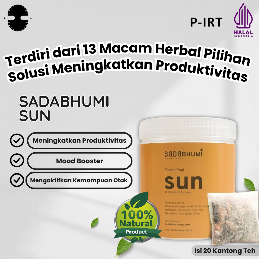 

Sadabhumi Sun – Herbal Lawan Malas & Booster Energi Pagi [20 Tea Bags]