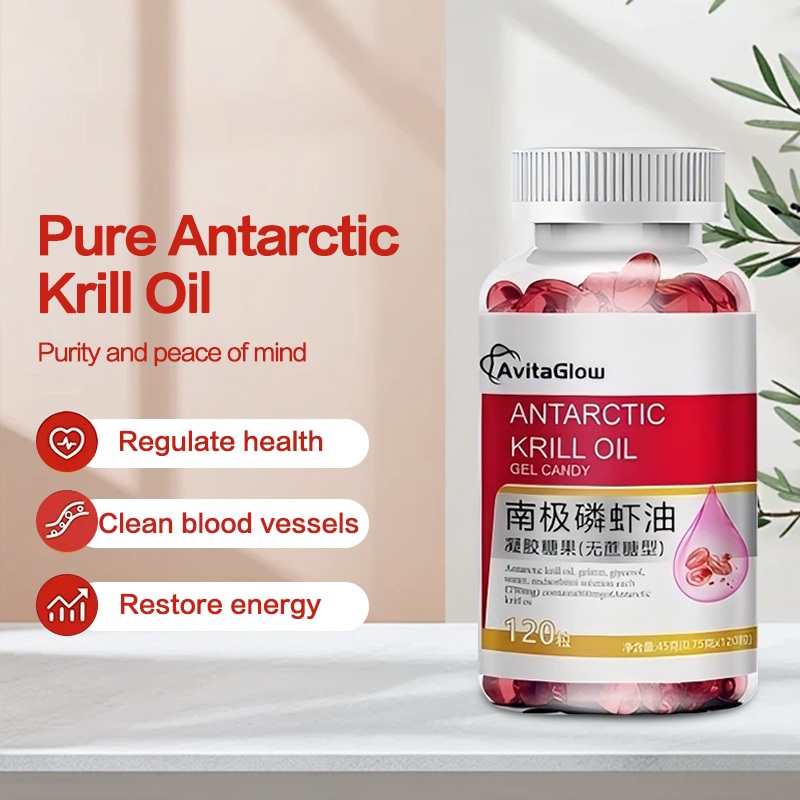 AvitaGlow Antarctic Krill Oil Natural Astaxanthin Phospholipids Omega 3 120 Softgel Capsules Dietary