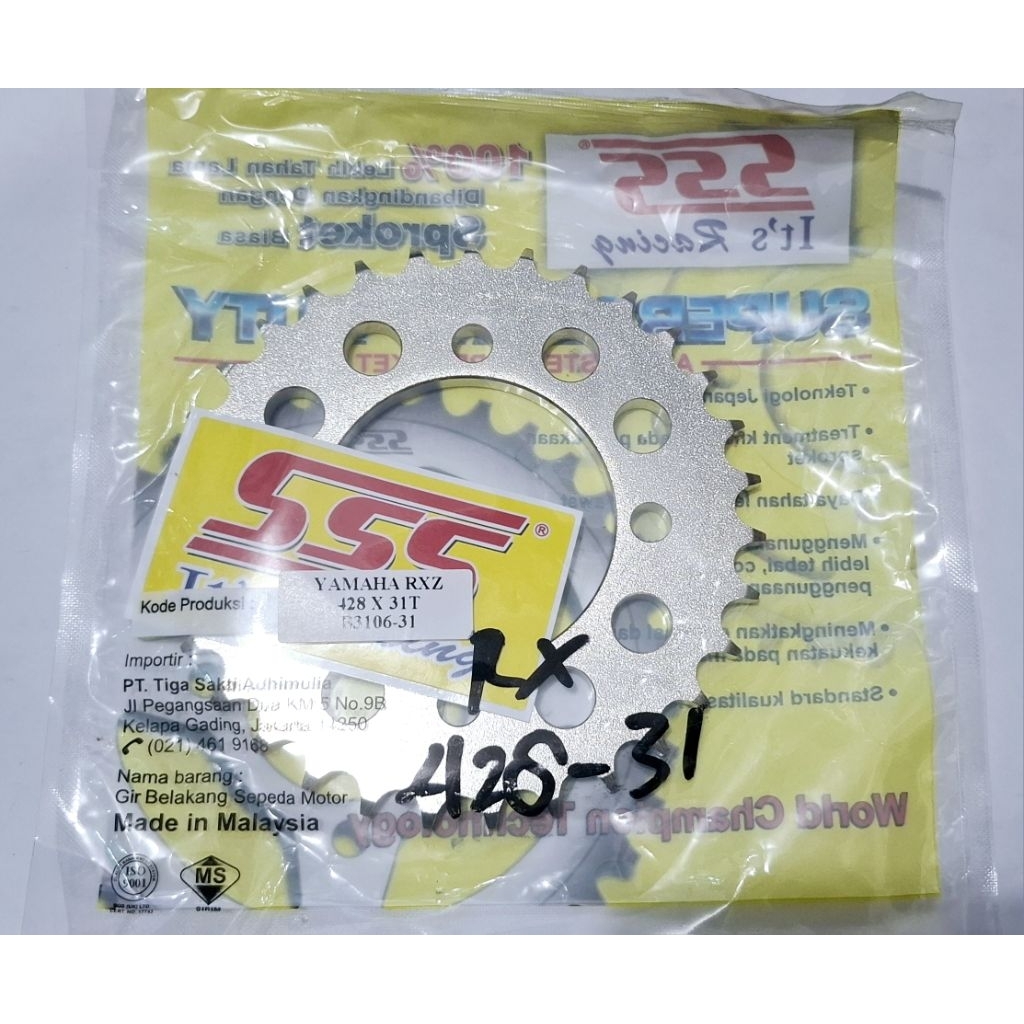 Gear gir belakang sss 428 Rxk, Rxz, Jupz, Vega, Mx, Fizr 31-40