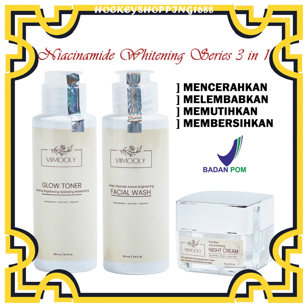 HS [ PAKETAN ] VIIMOOLY - PAKETAN DNA SALMON WHITENING SKIN 3IN1 GLOW TONER FACIAL WASH & NIGHT CREA