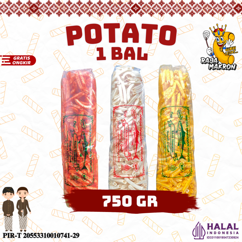 

POTATO CAMILAN 750gr 3 VARIAN RASA ORIGINAL, JAGUNG MANIS, BALADO