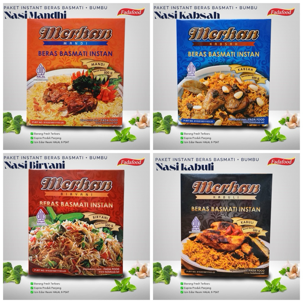 

MERHAN Food 500gr GROSIR Paket Beras Basmati Plus Bumbu Rempah Nasi Kabuli Biryani Mandhi Kabsah