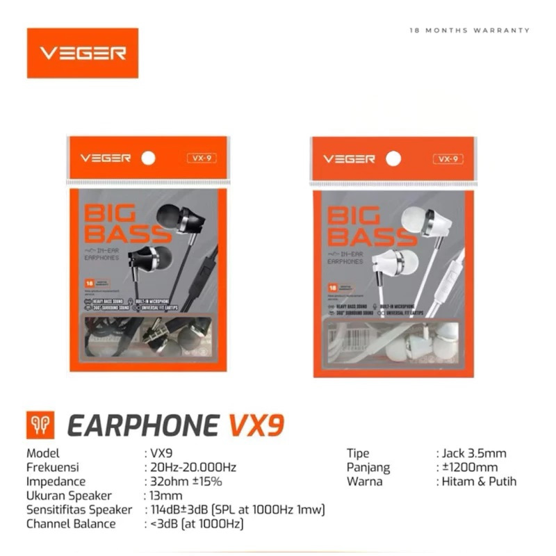 EARPHONE VEGER VX-9