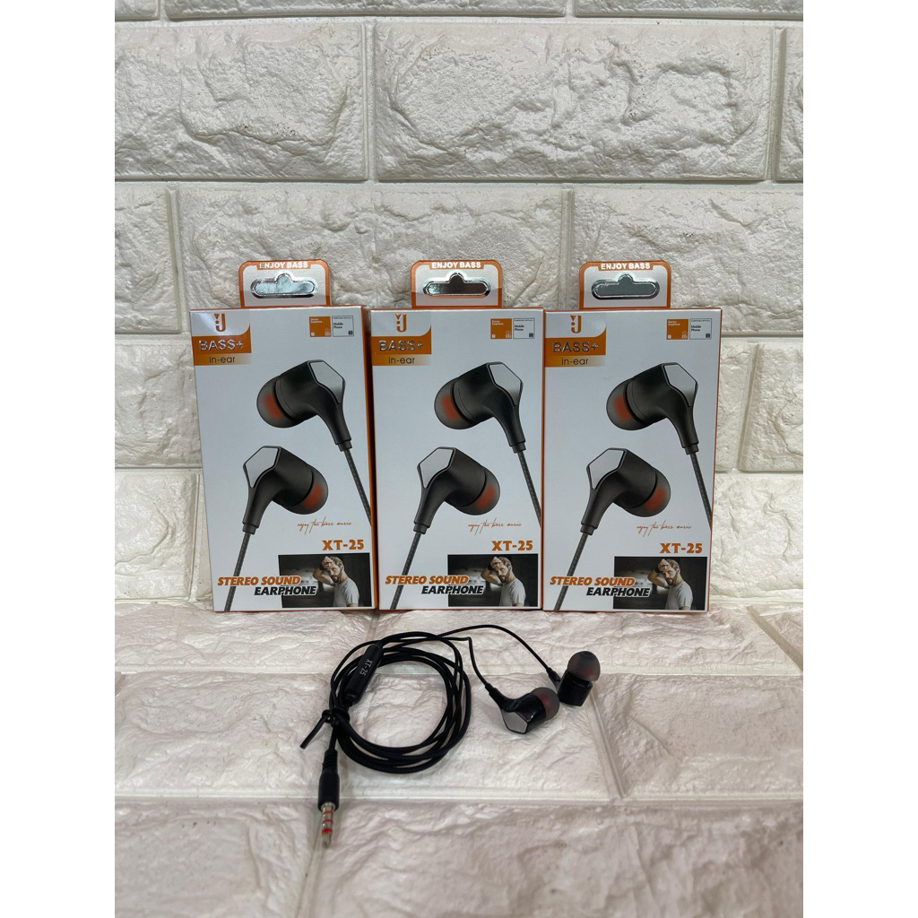 Handsfree Headset Bass XT-25 Super Stereo Earphone Universal 3.5MM