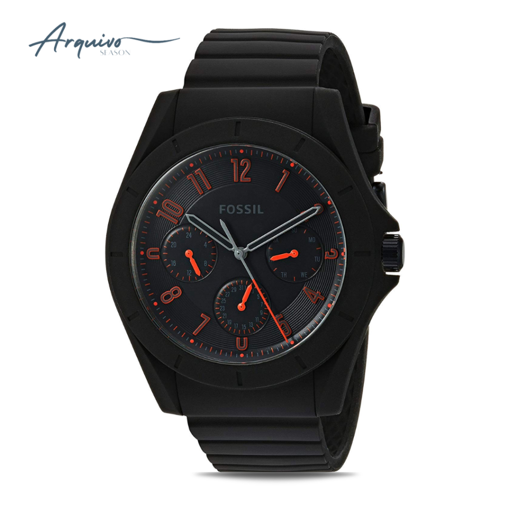 Jam Tangan Pria Fossil Poptastic Chronograph Black Rubber Sporty Casual Original FS5288
