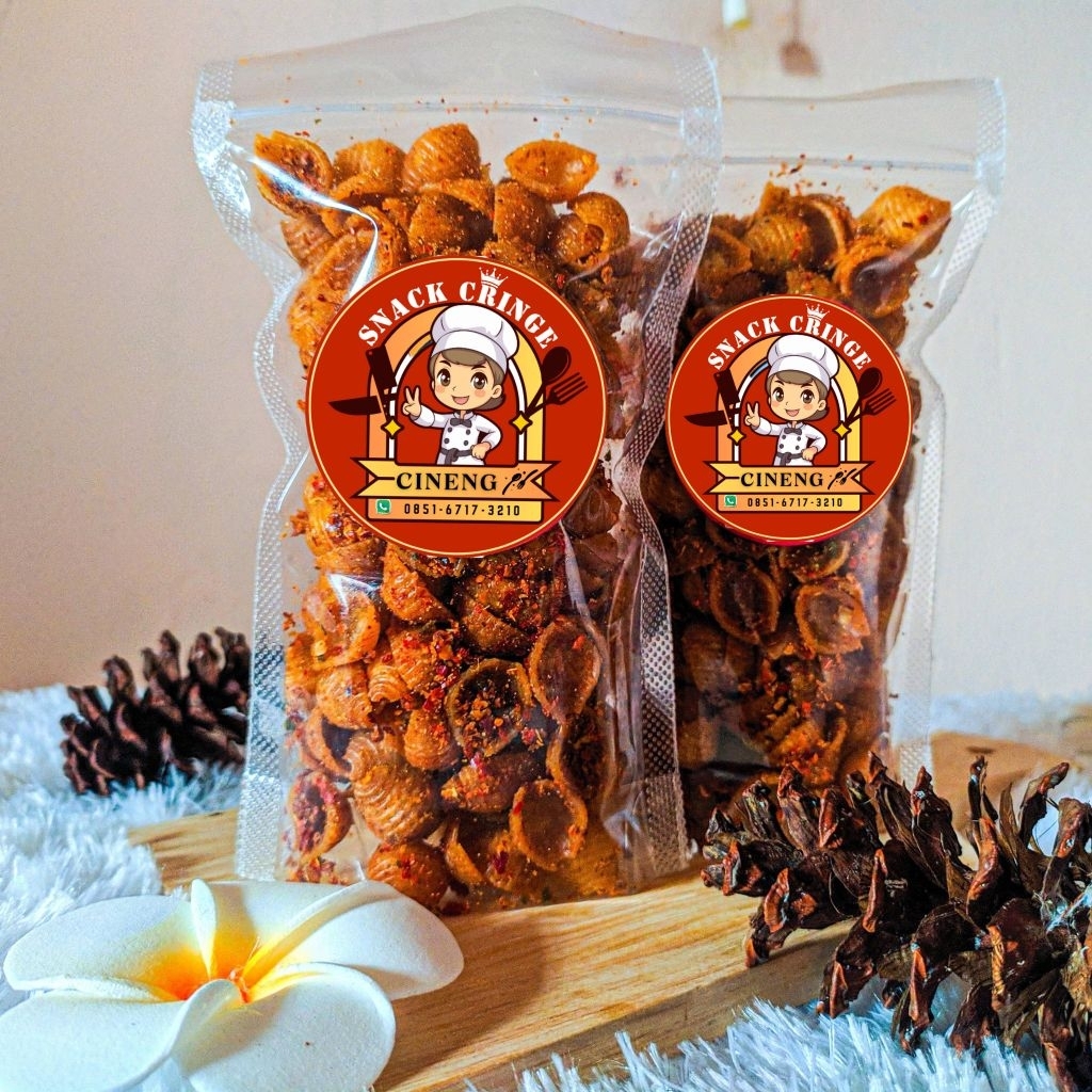 

Makaroni Kerang/Kerang pedas daun jeruk/90gr/snack cringe/cemilan viral