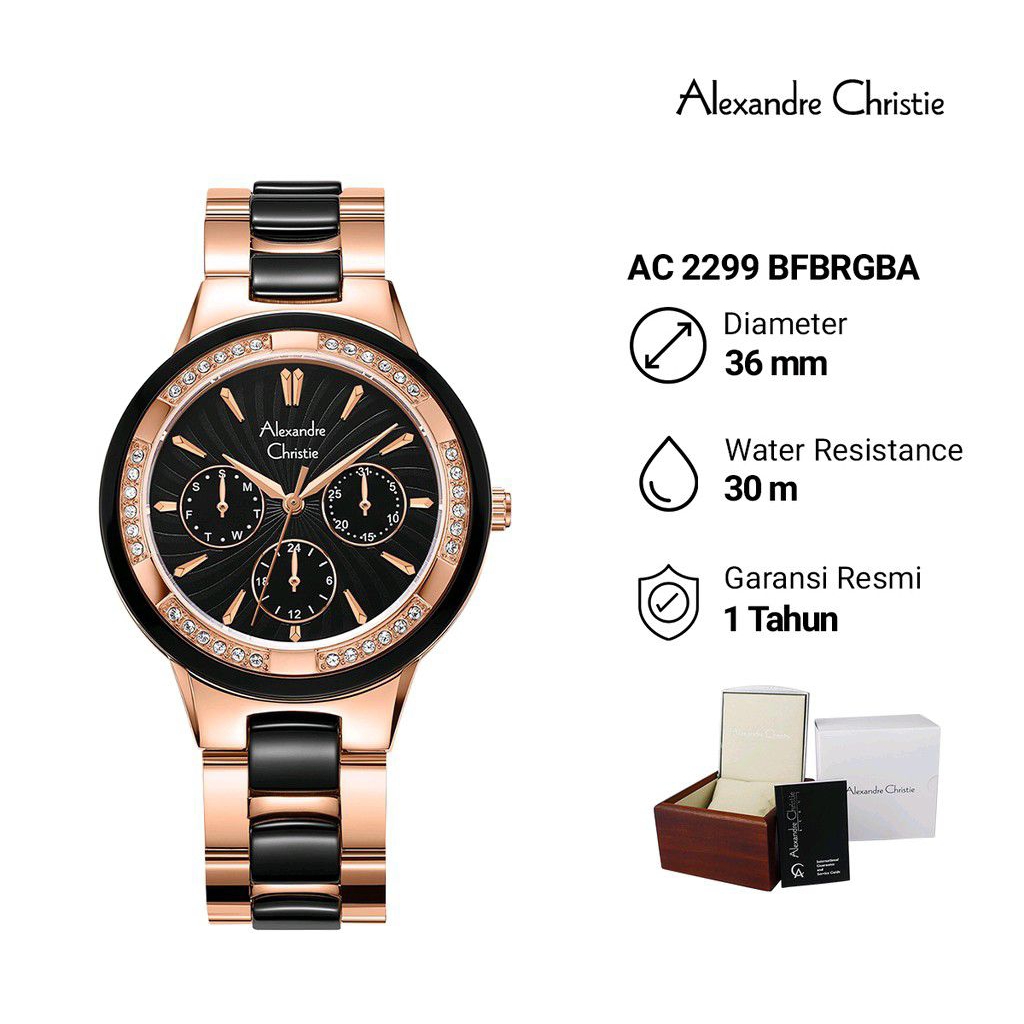 Alexander Christie AC 2299 BFBRGBA Jam Tangan Wanita Analog Stainless Steel Original Garansi Resmi 1