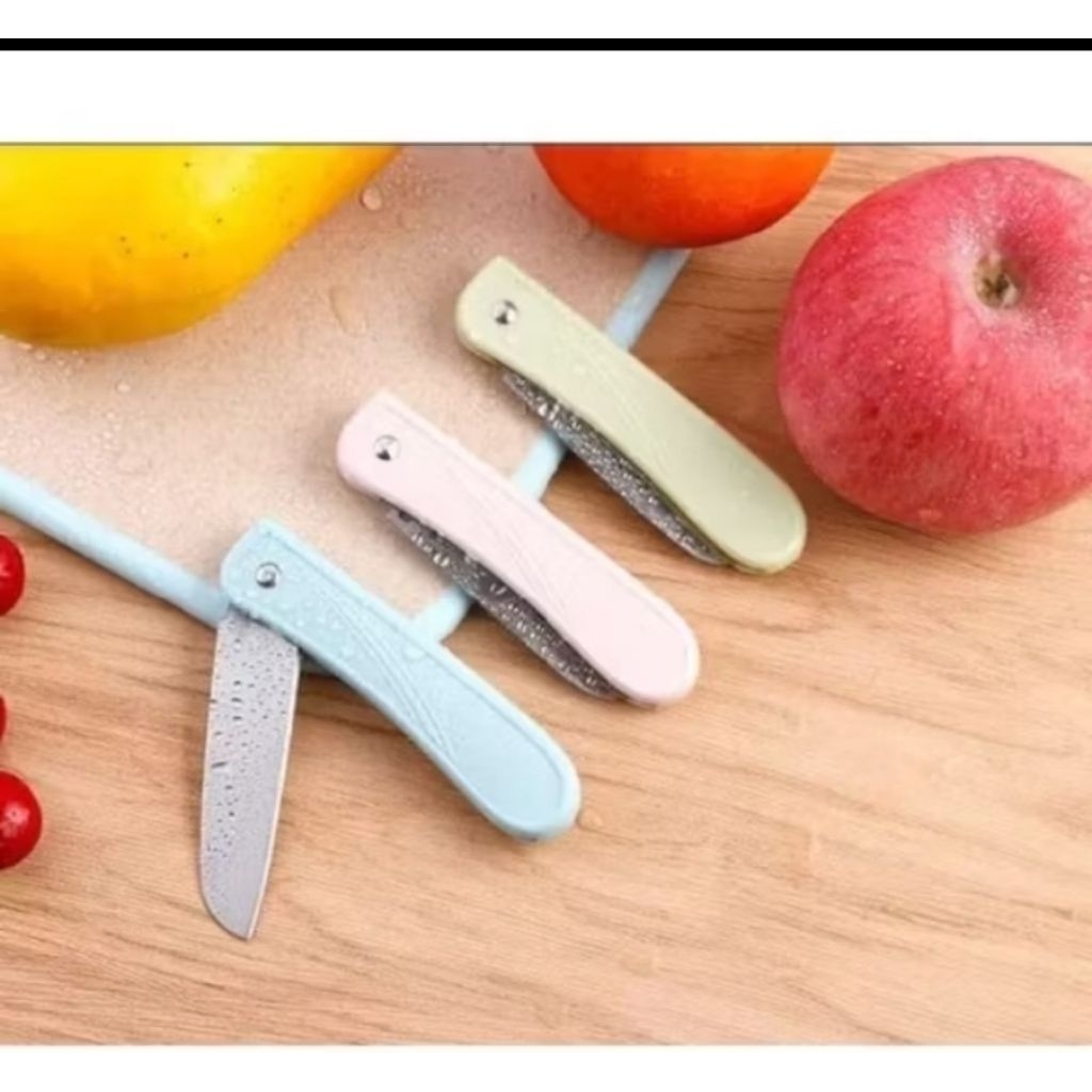 Pisau Lipat Stainless Pisau Buah Dapur Cake Kecil Tajam Dengan Penutup