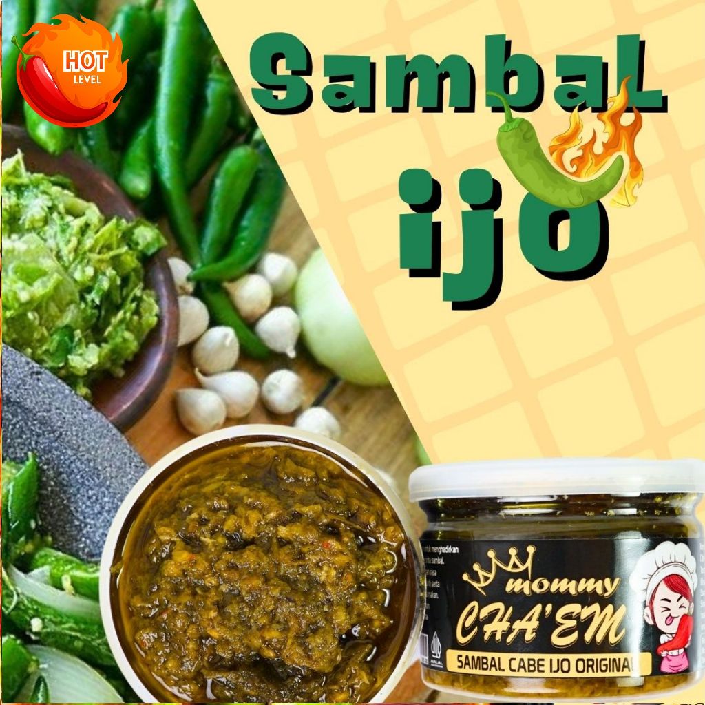 

Sambel Cabe Ijo Pedas Sambal Cabe Hijau Dengan Tomat Dan Cabai Fresh Original Tanpa Pengawet Halal Praktis / Berat 200gram 130 Gr / Sambel Mommy Cha'em
