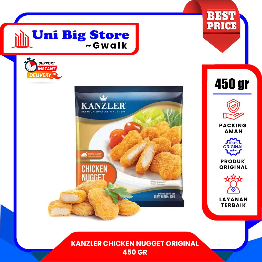 

KANZLER CHICKEN NUGGET PREMIUM ORIGINAL EXTRA MEATY NUGET NAGET AYAM - 450 gr