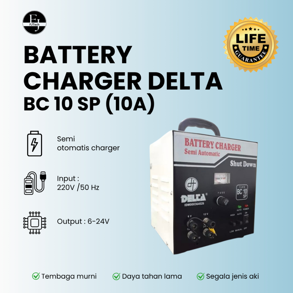 DELTA BC 10 SP | Battery Charger Accu/ Cas Aki Semi Otomatis | Tembaga Murni