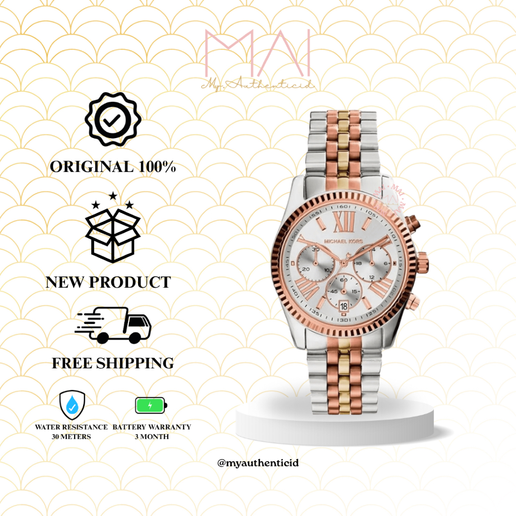 MK Woman Watch Lexington Chronograph Tri-Tone Stainless Steel