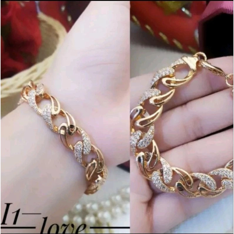 Gelang Tangan Rantai Sisik Naga Permata Zircon / Gelang Rantai Sisik Naga