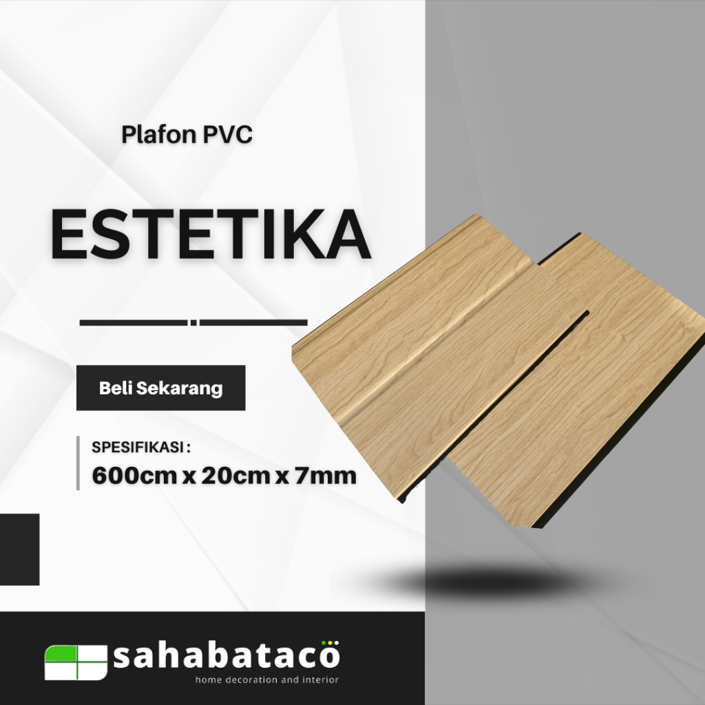 ESTETIKA Plafon PVC Minimalis Berkualitas Motif Serat Kayu Tebal 7 mm | 6m x 20cm