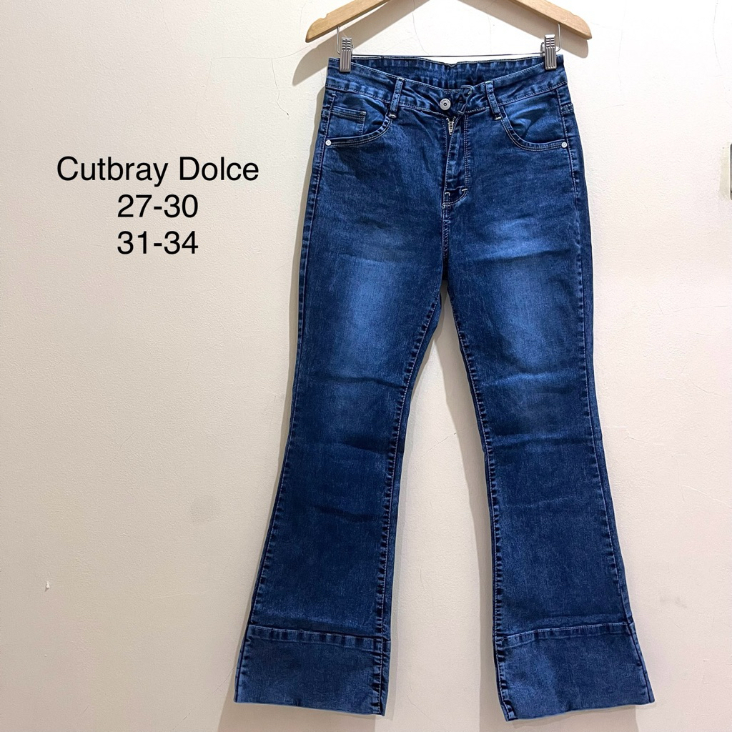 [Evasabrina88] Celana Jeans Cutbray Hw Wanita Dolce Snow Blue Evodom Jeans