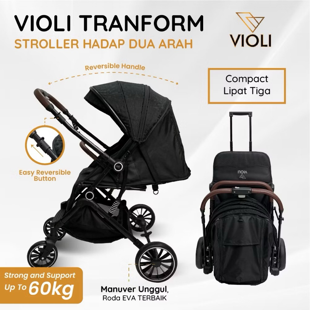 Violi Transform Preloved - Reversible Stroller 2 Arah Bayi Anak Kereta Dorong Ringan Easy Fold Up To