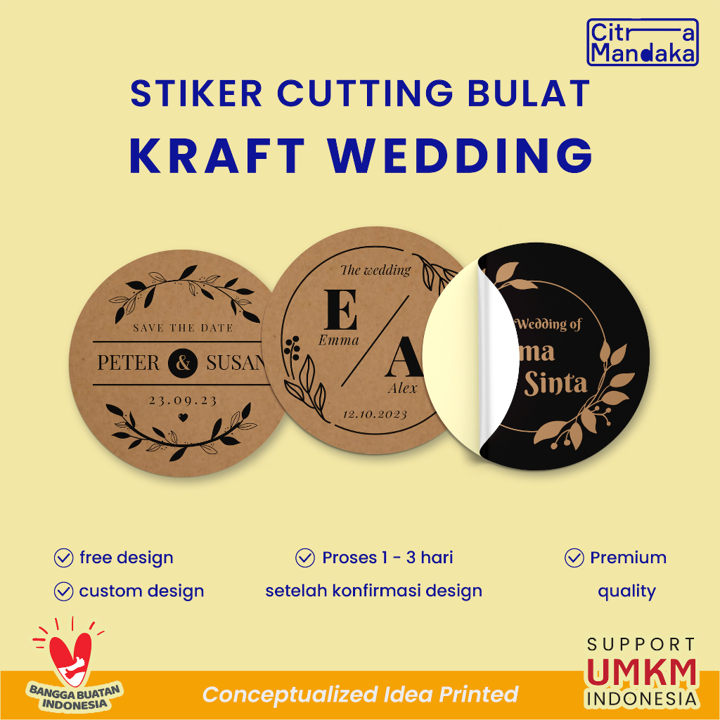 

Stiker Wedding Bulat Custom Kraft Paper | Stiker Souvenir Pernikahan | Stiker Nama Custom | Cetak Segel Souvenir Nikah