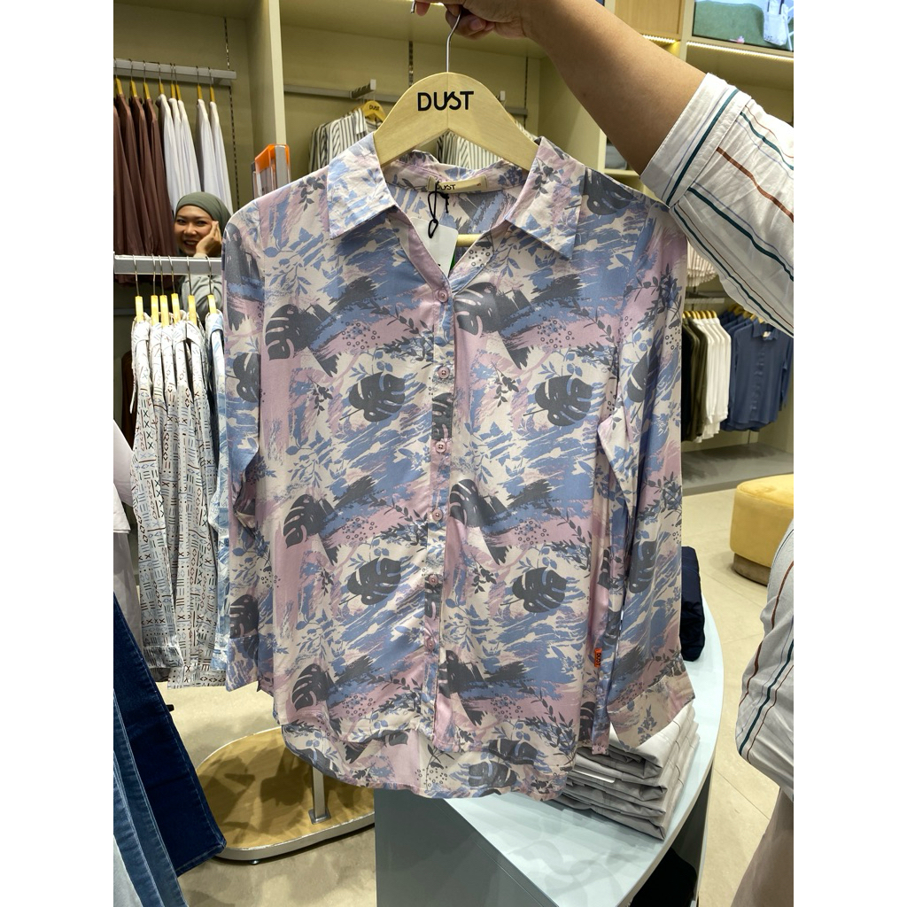 Kemeja wanita Branded DUST motif kotak size s-xxl