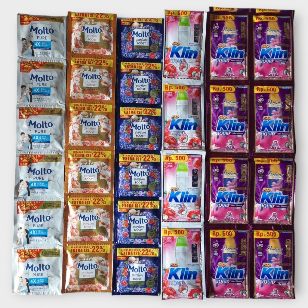 72 Sachet So Klin Liquid + Molto Pewangi / Paket 36 Sachet Molto + 36 Sachet So Klin Liquid