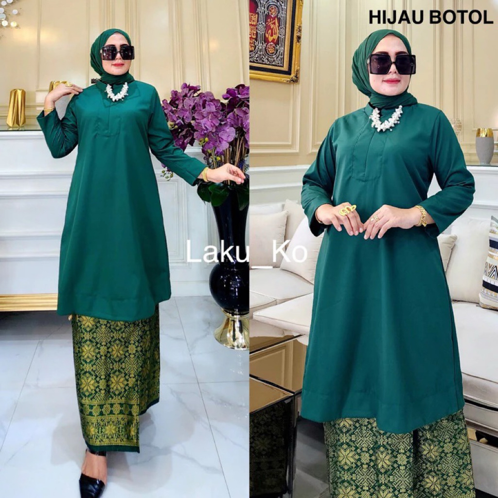 Setelan Tunik Malaysia - One Set Toyobo Polos - Set Pesta Elegan