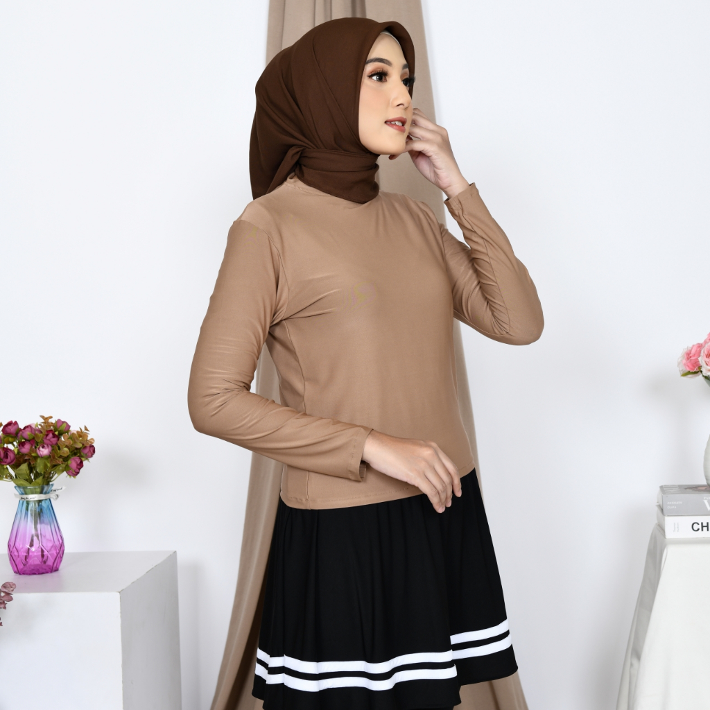 Inner Blus Daleman Baju Wanita Muslimah Manset Polos Atalya Hijab / Daleman Baju Olahraga Sporty Pre