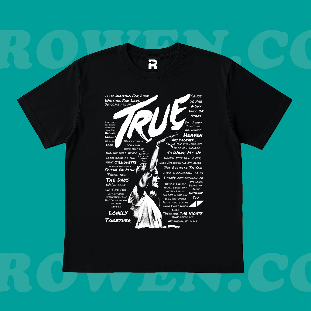 ROWEN.CO | KAOS BAJU AVICII WAITING FOR LOVE | T-SHIRT OVERSIZE HITAM STYLE Y2K VINTAGE | PRIA WANIT