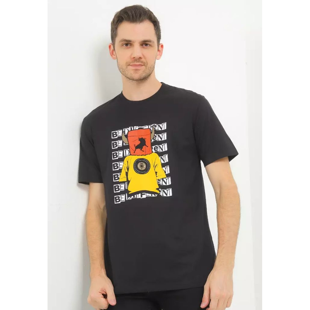 Cotton Jersey 30's T-shirt KSL2379 KAOS T-SHIRT LOIS ORIGINAL PRIA warna hitam black