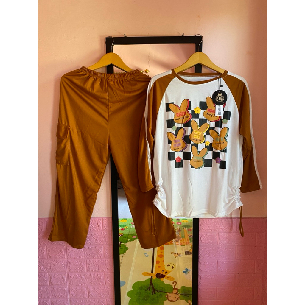 Setcel Cargo Wanita Baby Terry Tiramisu