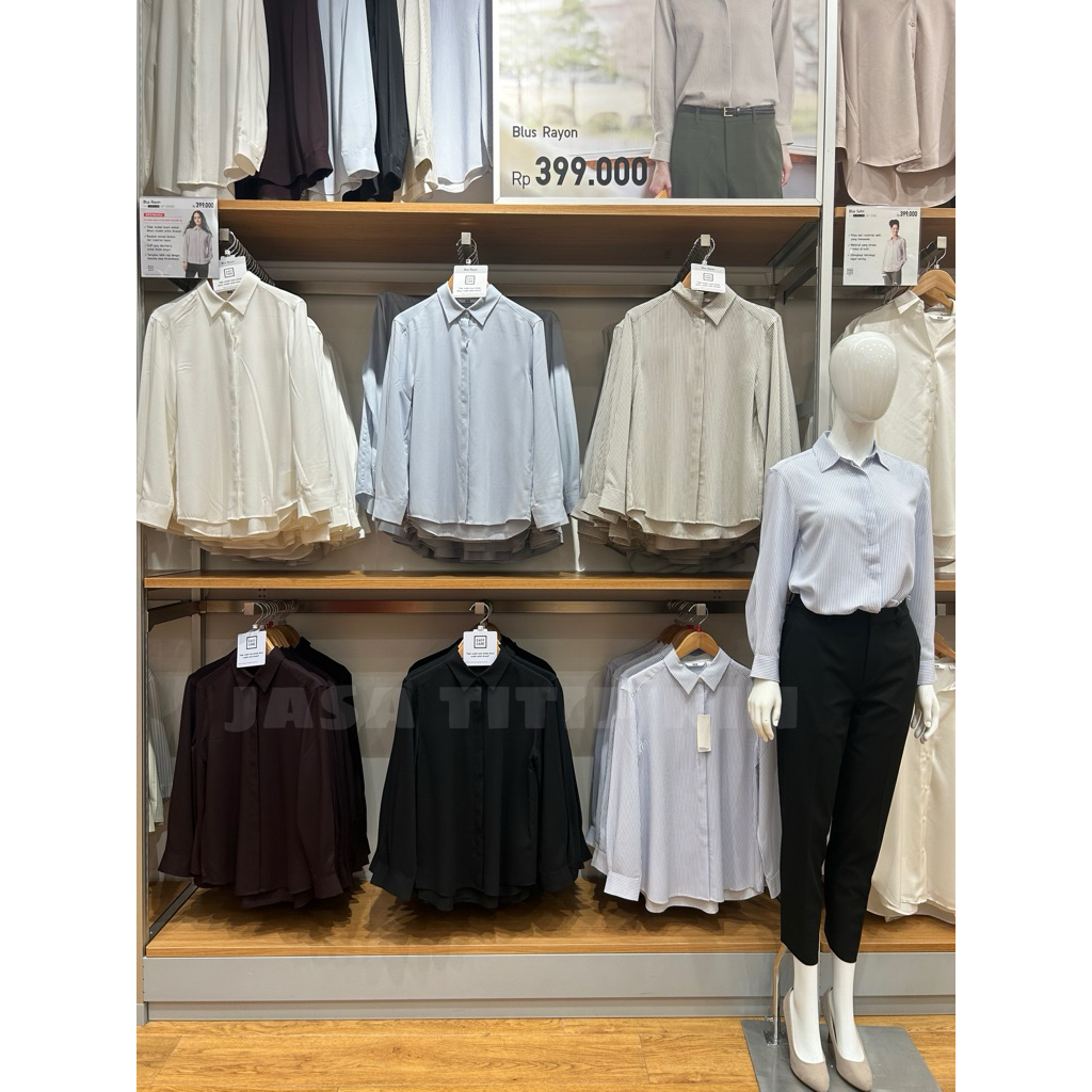 Blus Rayon Lengan Panjang WOMEN UNIQLO