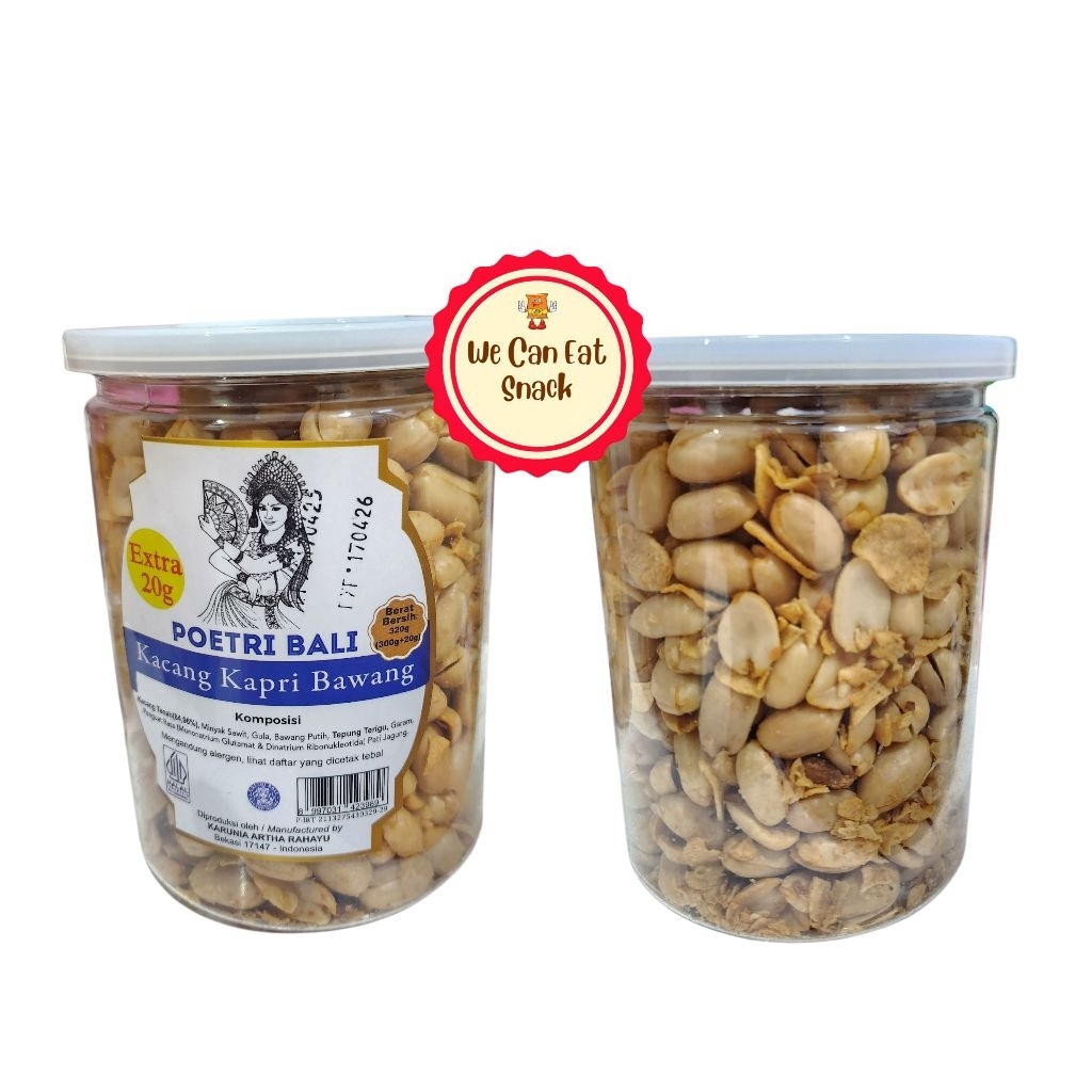 

Poetri Bali Kacang Kapri Bawang 300gr + Ekstra 20gr Toples